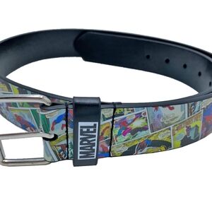 Marvel Black and Multicolor Comic Print Men's Belt